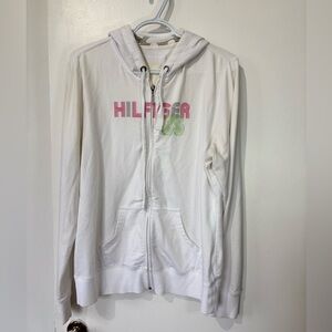 Tommy Hilfiger White Zip-Up Hoodie - Fits L/XL